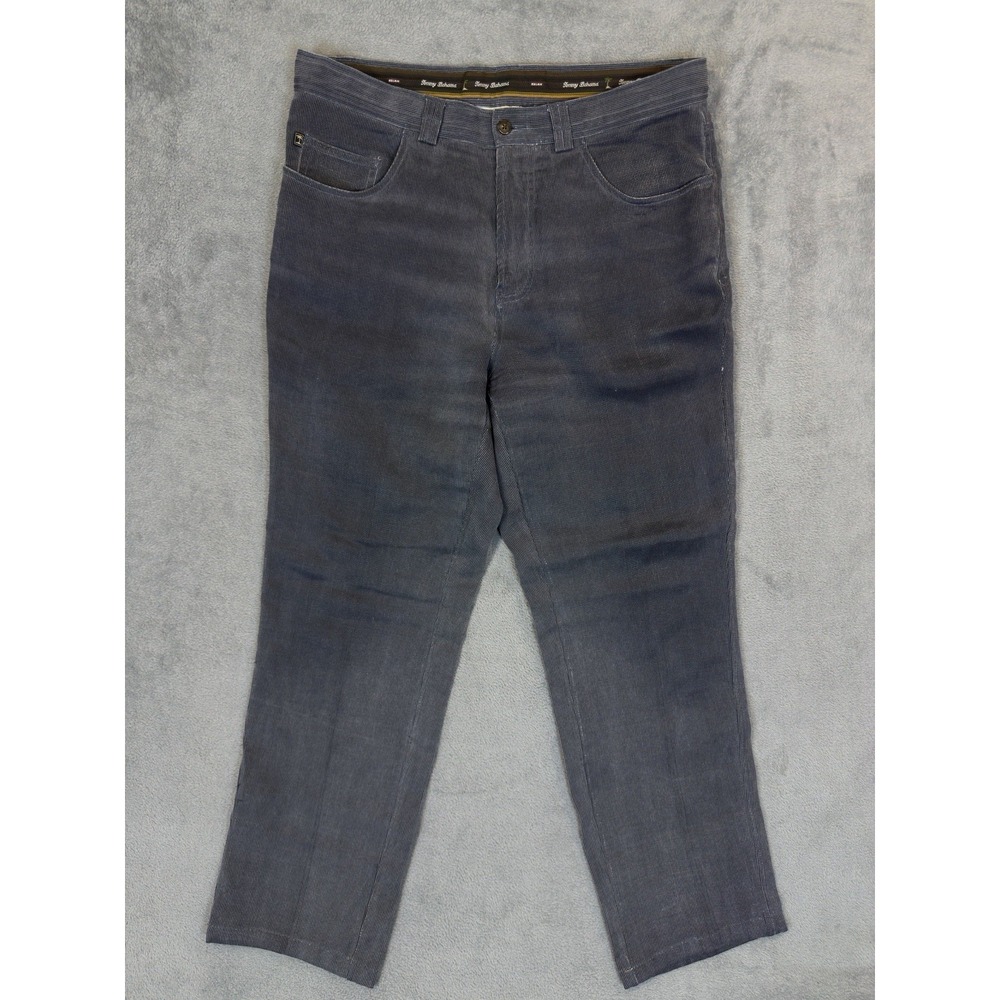 Tommy‎ Bahama Pants Mens 34x28 Gray Corduroy Relax Fit Straight Silk Blend